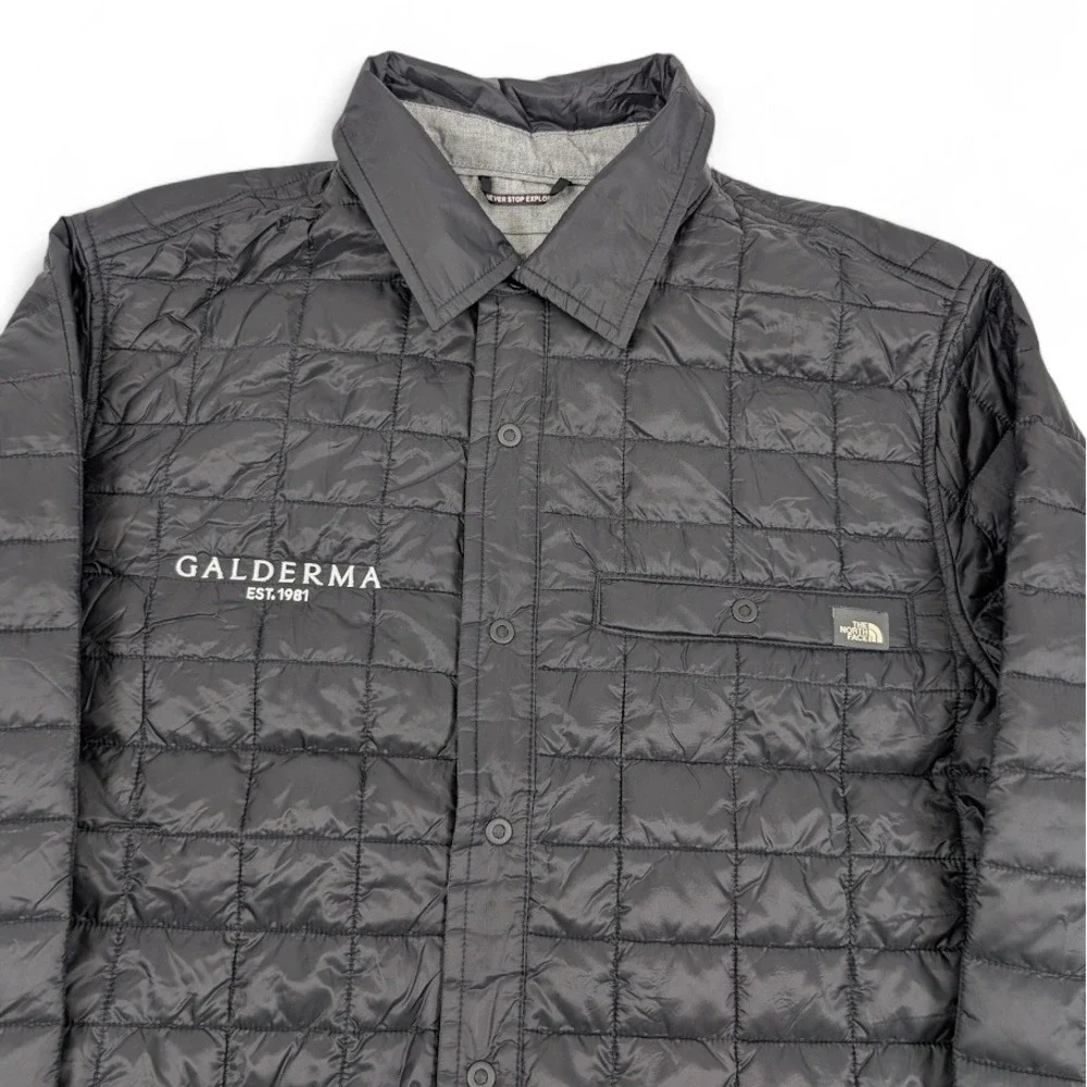 The North Face Thermoball Shirt Jacket Mens Black Logo Quilted Puffer Gorpcore‎